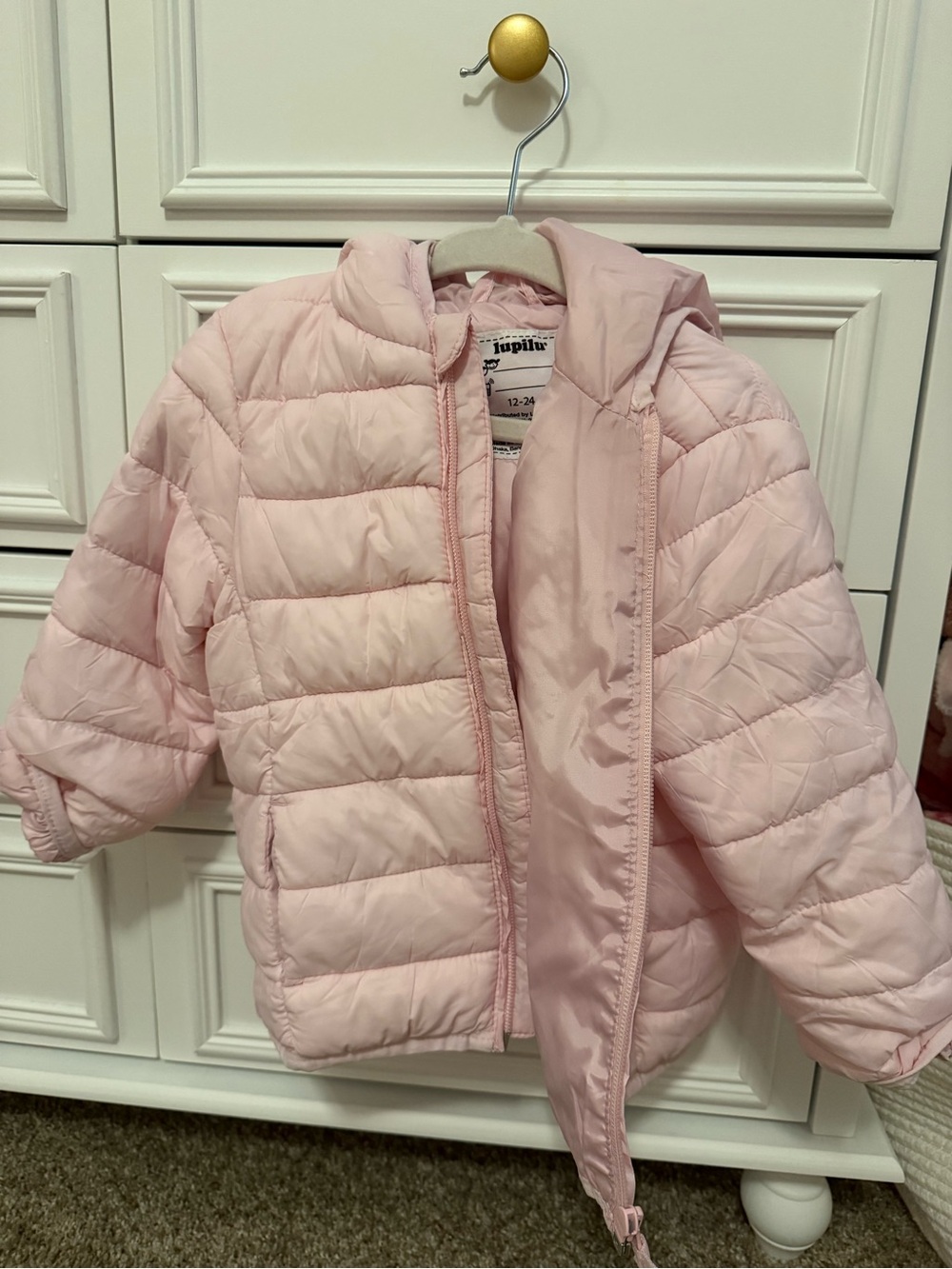 Light Pink Quilted Hooded Kids Jacket